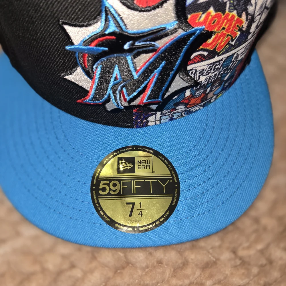 New Era Miami Marlins 2025 MLB Diamond Hero Edition 59FIFTY fitted hat. On Field